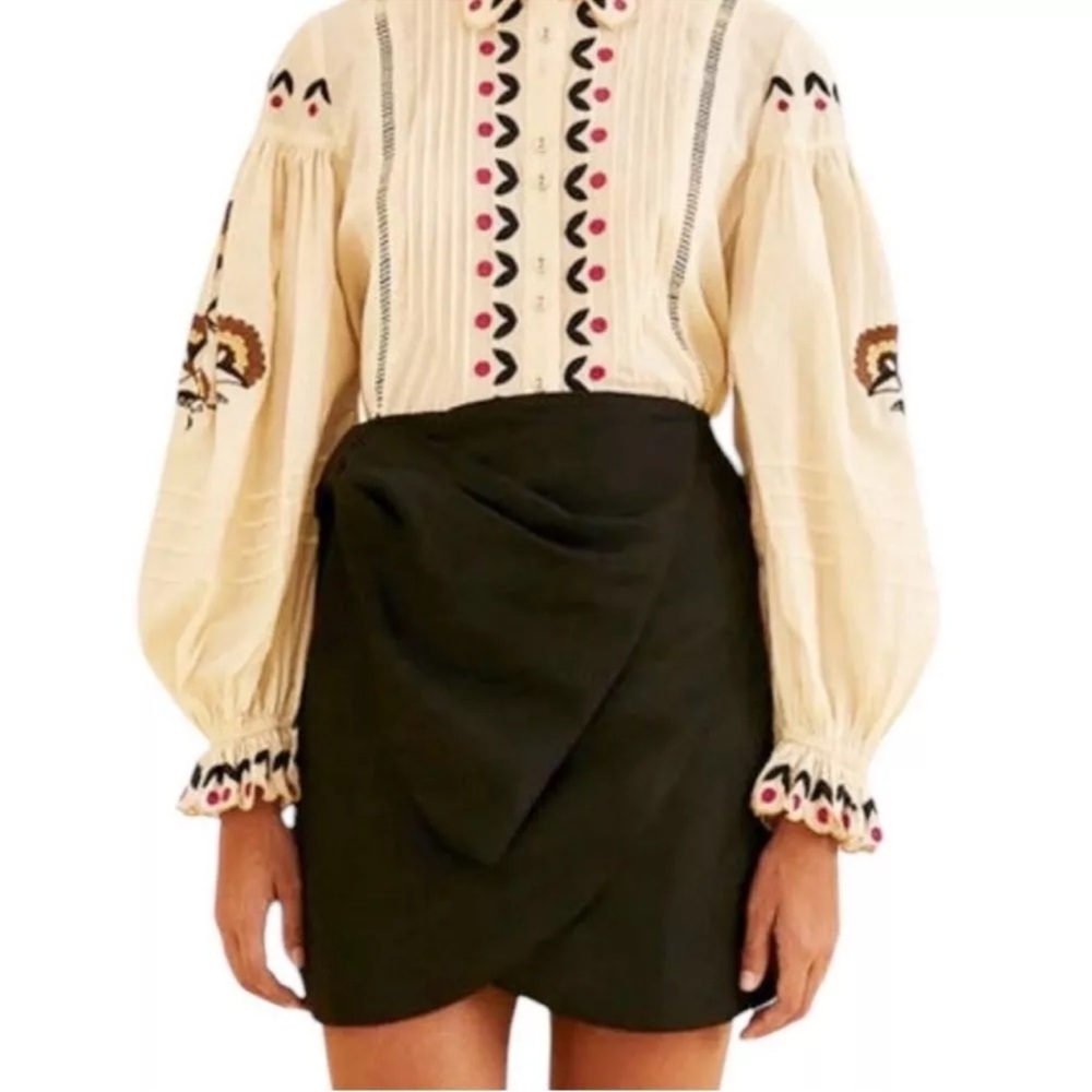 Farm Rio Black Tafeta Mini Skirt Small NWT
